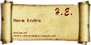 Herm Endre névjegykártya